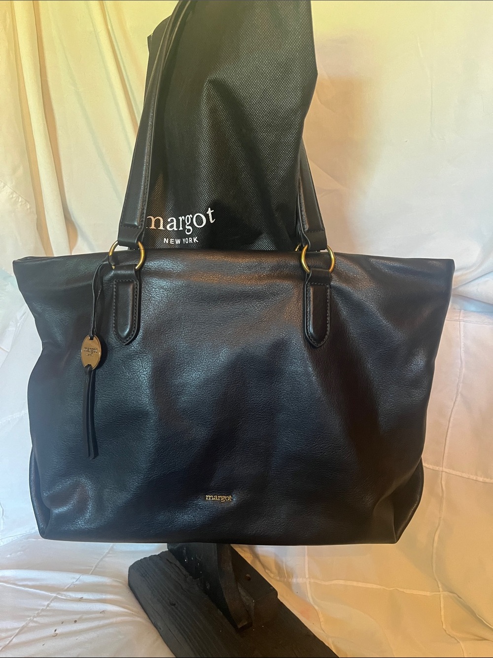 Margot Black Leather Tote